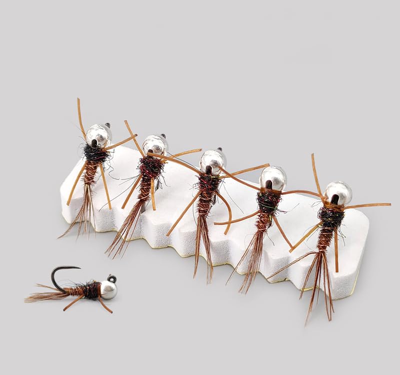 Pack of 10#14 Tungsten Bead Head Fast Sinking Barbless Jig Nymph Fly Rubber Legs Pheasant Tail Artifical Fishing Lure