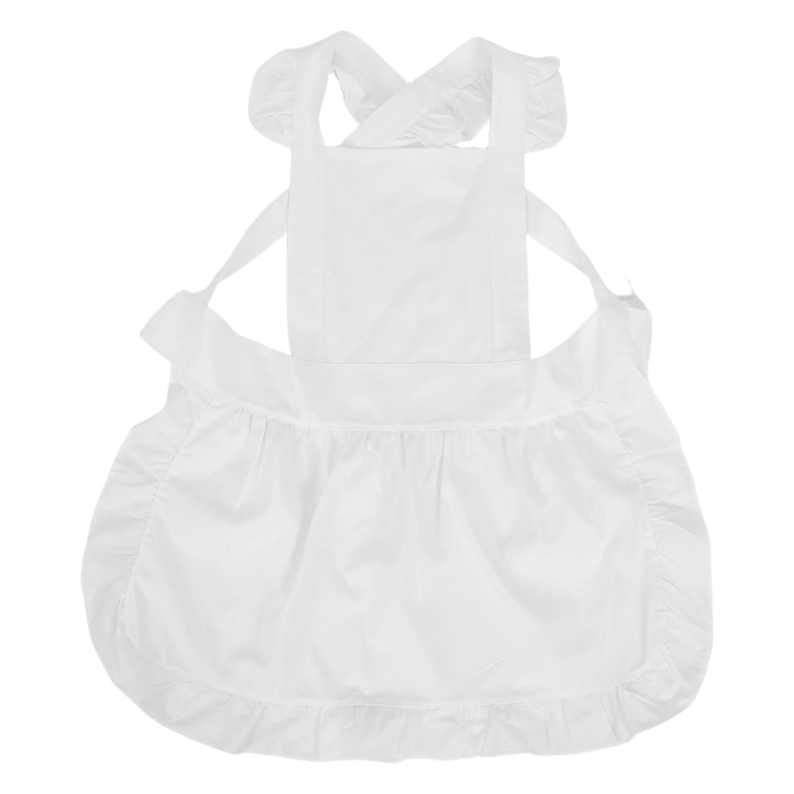 HEMOTON Grembiule da Cameriera Donna Bianco con Tasche, Cotone
