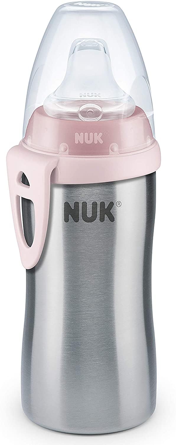 NUK Active Cup Children's Learning Bottle Leak-Proof Stainless Steel 215 ml  12+ Months BPA-Free Blue (Boy)