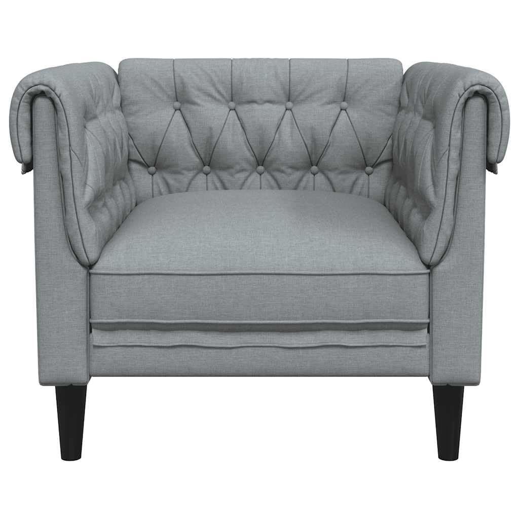 Sillón Chesterfield de Tela Gris Claro,16.4kg-372538