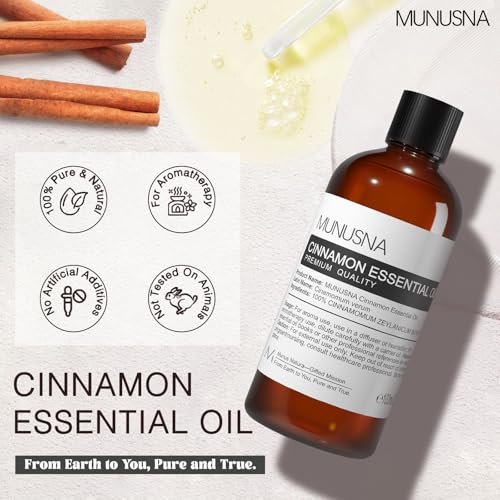 Image of Cinnamon Essential Oil for Face, Skin Body Care, Massage, Diffuser | Pure and Natural, Cinnamon Oil for Aromatherapy, Home Odors Cleaning, DIY Air Spray, Soap and Candle Making, 3.38 fl oz