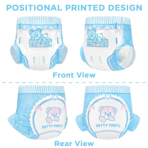 Image of Littleforbig Adult Printed Diaper 10 Pieces - Potty Pants (Medium 28 inch-38 inch)