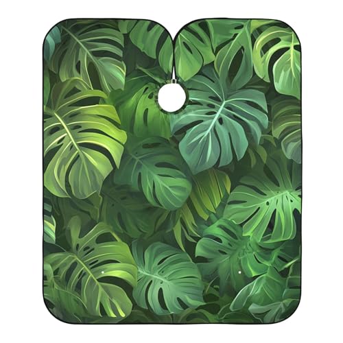 Hezely Tropical Leaves Hair Dye Cape, Barber Cape for Adults,Waterproof Salon Cape,Waterproof Hairdressing Styling Hair Cutting, 65