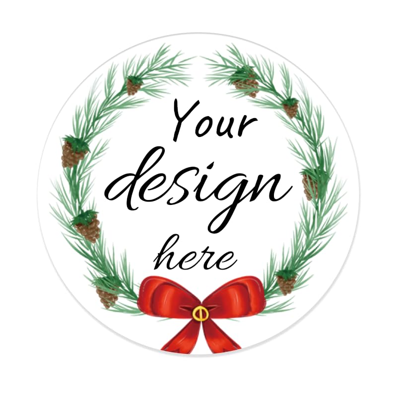 Inshoney Custom Merry Christmas Labels Personalized Vinyl Transparent Clear Kraftpaper Bakery Stickers for Food Jars 100 or 200 pcs (Style 7)