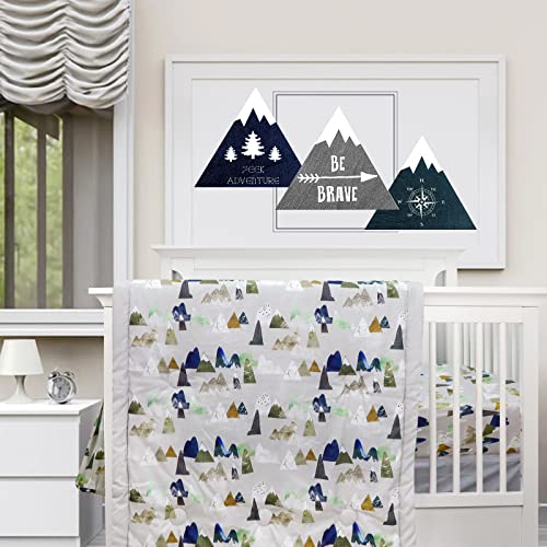 Image of TANOFAR 4 Piece Crib Bedding Set for Boy Baby Nursery Crib Bedding Set Mountain Crib Sheet, Quilt, Crib Skirt and Diaper Stacke Crib Comforter Set for Boys