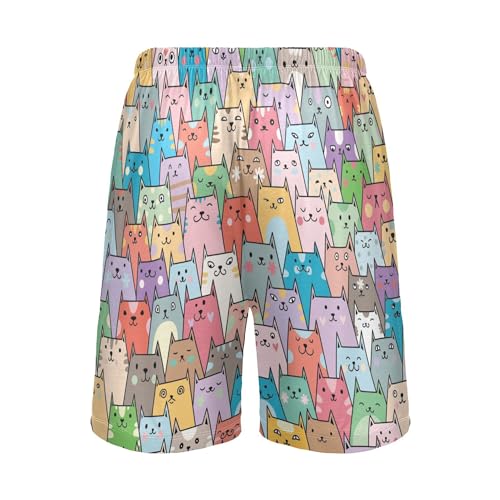 Colorful Cats Pattern Men's Pajama Pants Shorts Sleepwear Lounge Pajama Bottoms S-2XL2
