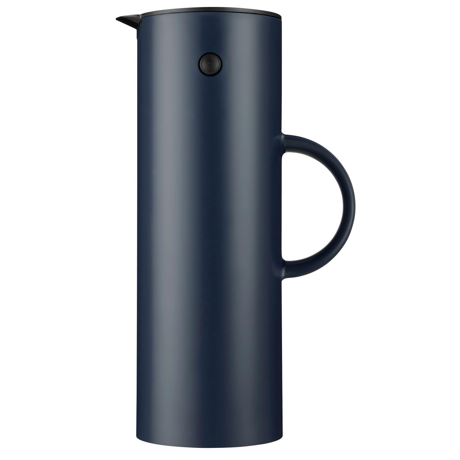 Stelton Isolierkanne EM77 - Doppelwandige Isolierkanne für heiße/kalte Getränke - Tee- & Kaffeekanne mit Glaseinsatz, Magnetverschluss, Schraubdeckel, Vintage-Design - 1 Liter, Soft Deep Ocean