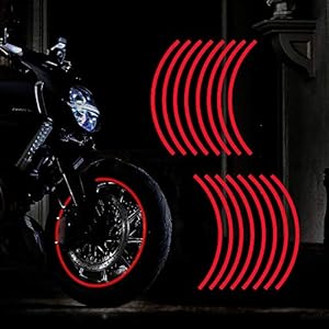 TOMALL 17 “Reflecterende Wiel Velg Streep Decal voor Motorfiets Wielen Auto Fietsen Fiets Nacht Reflecterende Veiligheid Decoratie Streep Universele Velg Reflecterende Stickers (rood)