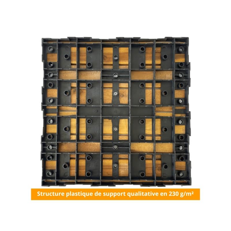 Snap & Go Dalle en Bois Teck Naturel (Lot de 4) - Miel 30 x 30 cm