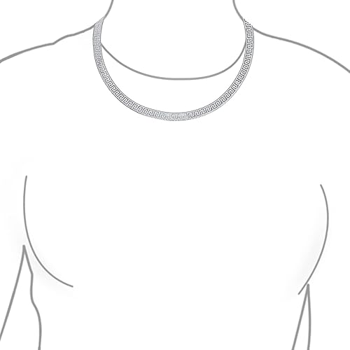 Miniatura 3 de Collar de plata de ley 925 con llave griega plana reversible flexible para mujer sin níquel hecho Italia 16 y 18 pulgadas Metal N  A