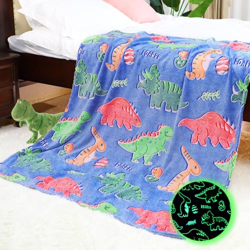 IMUKU Dinosaur Blanket Gifts for Boys - Dinosaur Toys for 2 3 4 5 6 7 8 9 10 Year Old Boys Girls - Glow in The Dark Dino Toddlers Throw Blanket for Bed Couch Decor Birthday Christmas 50