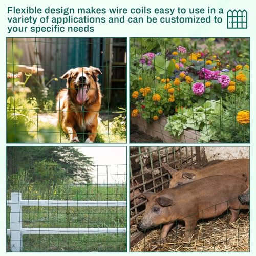 Gisafai 16 Gauge Galvanized Welded Wire Fence 4 ft x 50 ft PVC Coated Hardware Cloth, 2.36" x 2.36" Mesh, Heavy Duty Garden Fencing Roll for Chicken, Dog Yard, Deer Cattle & Animal Protection(Green) by Gisafai - Image 8