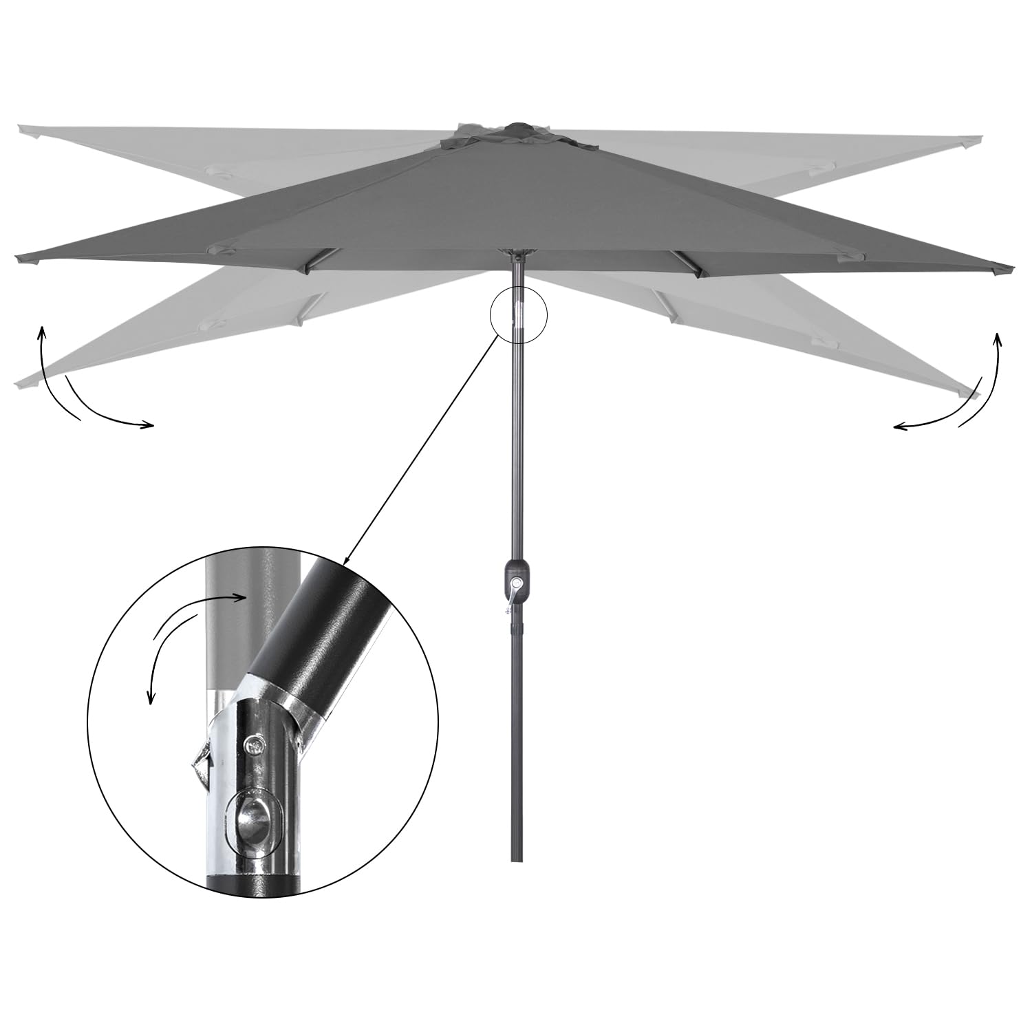Angel Living Sonnenschirm Ø 300 cm Gartenschirm Marktschirm Terrassenschirm Taupe Rund Sonneschirm Sonnenschutz aus Aluminium und Polyester UV50+ Grau