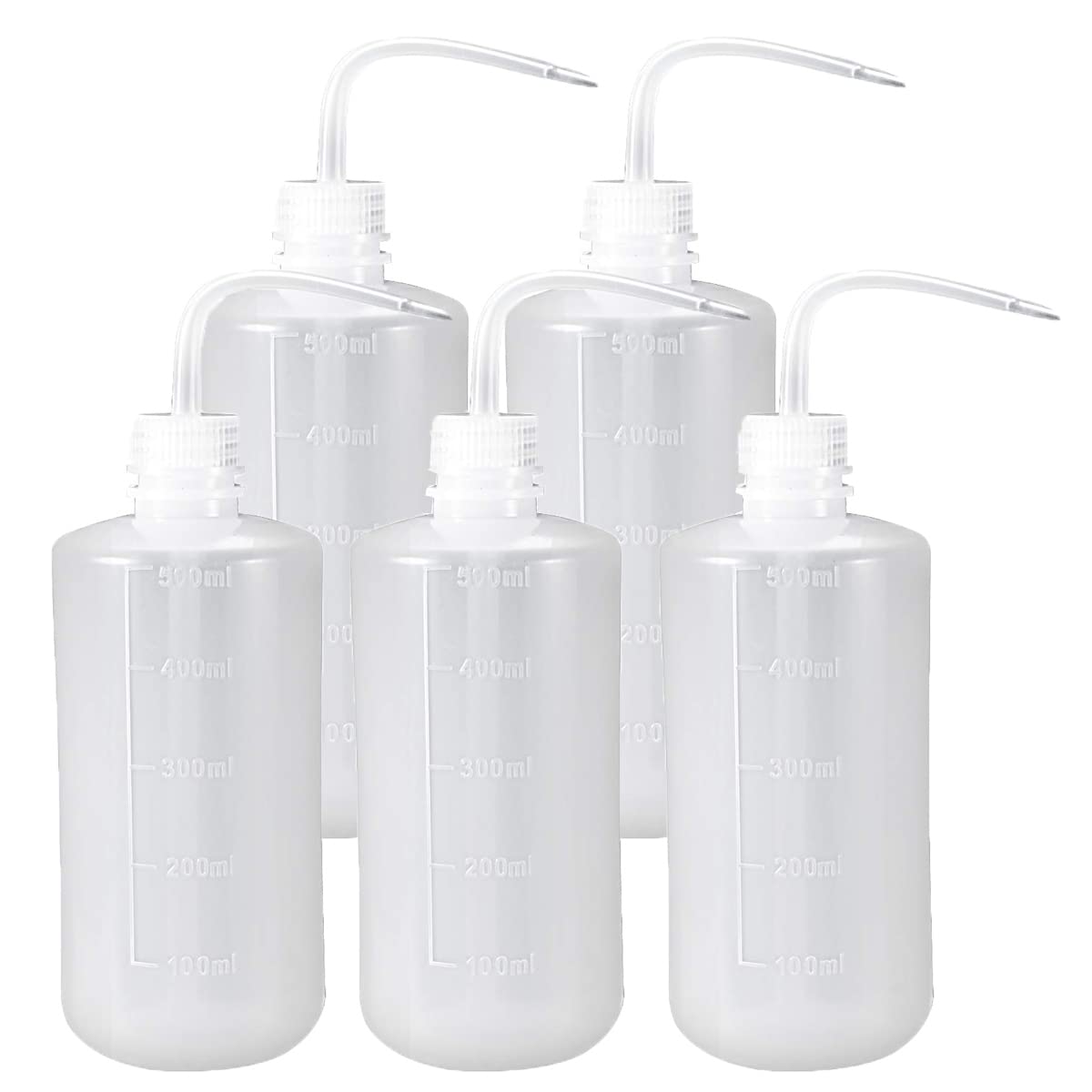 Skypro Transparent 500Ml Plastic Safety Wash Bottle, Lab Squeeze Bottle With Narrow Mouth And Scale Labels, Squirt Bottle For Plant Flower Succulent Watering - 5 Packs