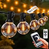 G40 Festoon Lights Outdoor String Lights Mains Powered, APP & Remote Control Garden Lights Dimmable 33.5M 110FT, 40+2 Globe Lights Waterproof Shatterproof for Wedding Party Patio Cafe Gazebo
