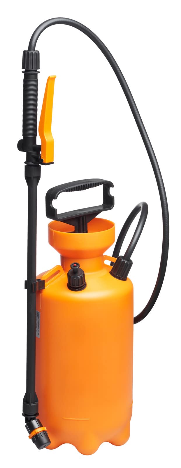 Fiskars Pulverizador a presión, Para tratamientos de plantas a base de agua, Patrón de pulverización ajustable, Válvula de seguridad para la estabilidad de la presión, 5 l, Negro/Naranja, 1025934