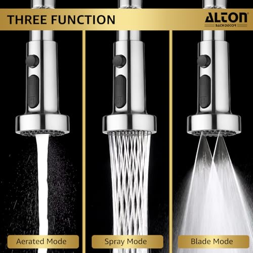 Image of ALTON ALD865, ABS, 3-Function, Tap Extender for Kitchen Sink, Chrome | 360 Degree Rotation, Kitchen Faucet Sprayer, Fits F22, M24 mm taps and Pull-Down Sprayer
