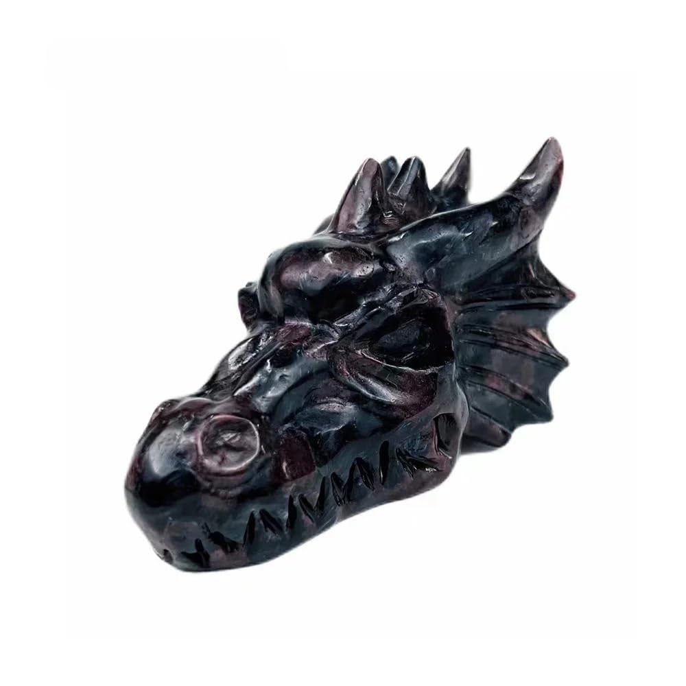RVBLRDSE Crystal Garnet Female Dragon Skulls Head Sculpture Stones Ornaments for Collection Home Decor Gifts Gemstone Stone