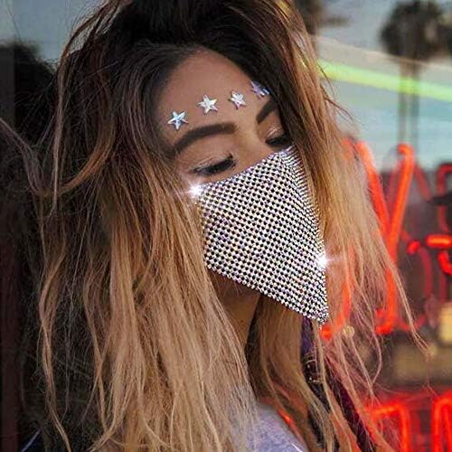 IYOU Boho Crystal Face Chain Mesh Masquerade Mask Rhinestone Parties Ball Costumes Belly Dance Stage Venetian Mardi Gras Dress Masks Jewelry for Women - Image 4
