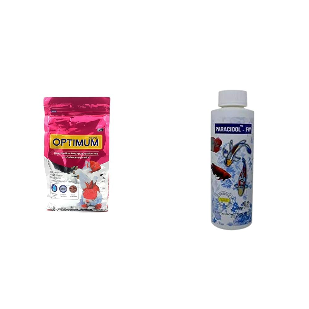Foodie Puppies Optimum Fish Food - 500gm (Small Pellet) & Foodie Puppies Aquatic Remedies Paracidol Freshwater Aquarium Medicine with Free Key Ring (120ml, Pack of 1)