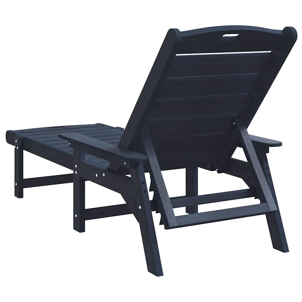 Set di 2 lettini prendisole blu navy, 195,5 x 53 x 98,5 cm, in polietilene, robusto lettino relax con schienale regolabile, per giardino, terrazza e piscina