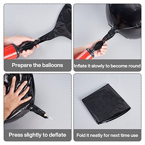 Image of PartyWoo Black Large Round Giant 4D Jumbo Foil Balloons 6pcs 22 Inch