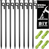 8 Pack Tent Stakes Heavy Duty Metal Tent Pegs for Camping Steel Tent Stakes 12 inch Unbreakable and Inflexible