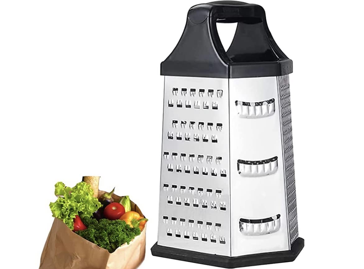 Cheese Grater Slicer 6-Sided 430 Stainless Steel Grater with Coarse Fine Slicing Suitable for Ginger Lemon Butter Vegetables