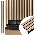 NeatiEase Wood Wall Panels, 9 Feet Acoustic Slat Wall Panels for Interior Wall Decor and Noise Reduction, Decorative Slat Wall Paneling, Natural Oak, 6-Piece