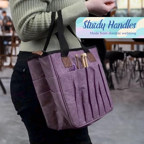 Image of JubileeYarn Square Fabric Yarn Storage Tote Bag - Flora - 1 Bag