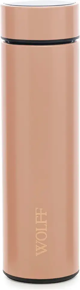 WOLFF - Garrafa Térmica de Aço Inox com Termômetro em Led 500ml Rosé - Conserva Bebidas Quentes e Frias
