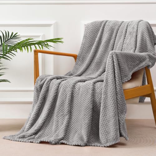 Yebeda Manta de Polar Franela para Sofa y Cama 130 x 170 cm, Grigio Chiaro