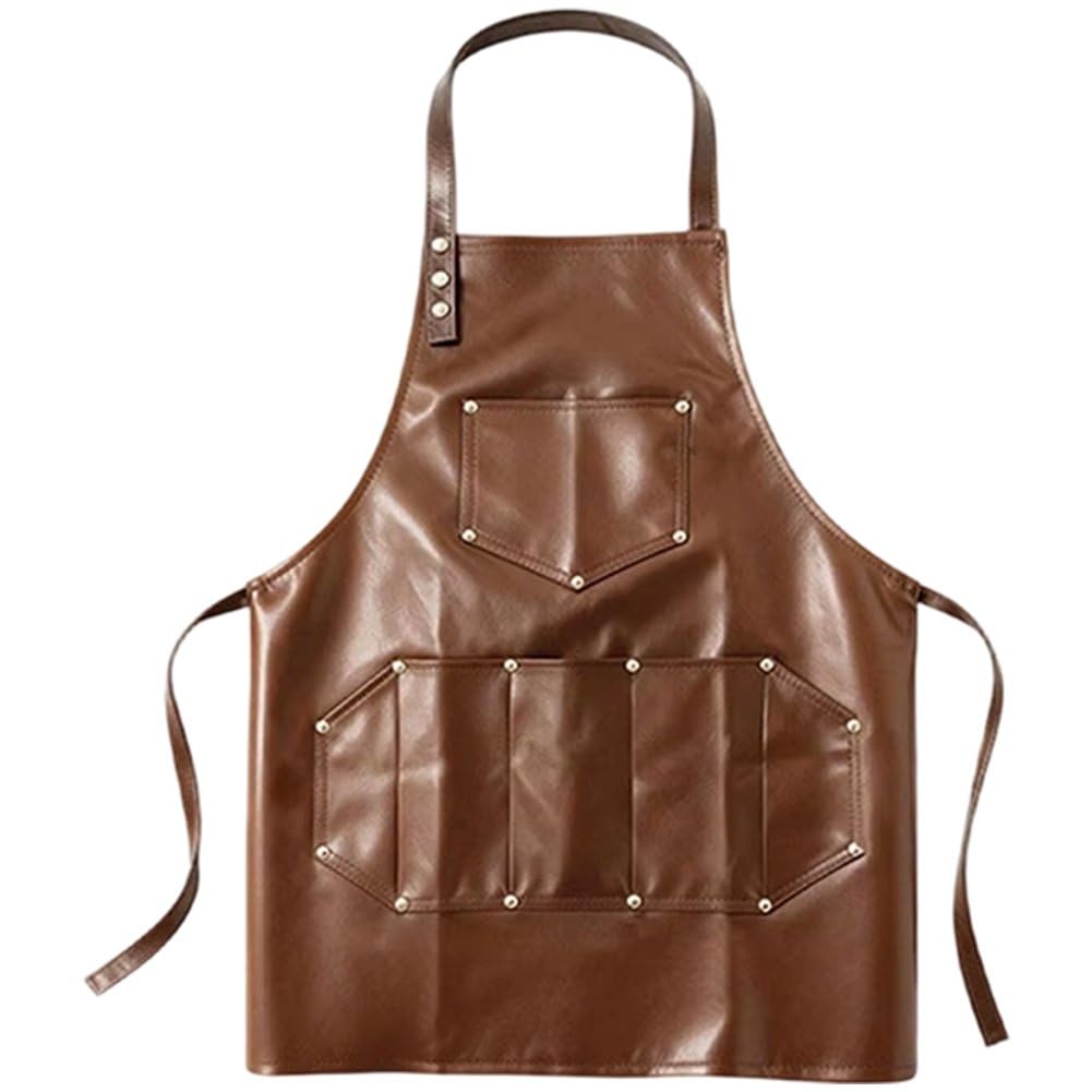 Tablier en cuir PU imperméable épais et ergonomique à dos croisé pour restaurant