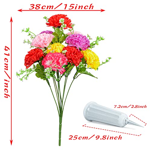 Xonor Cemetery Flowers, Set Of 2 Artificial Carnation Bouquet Grave Memorial Flowers With Vase For Cemetery Headstones Decoration (Carnation) #TOP2