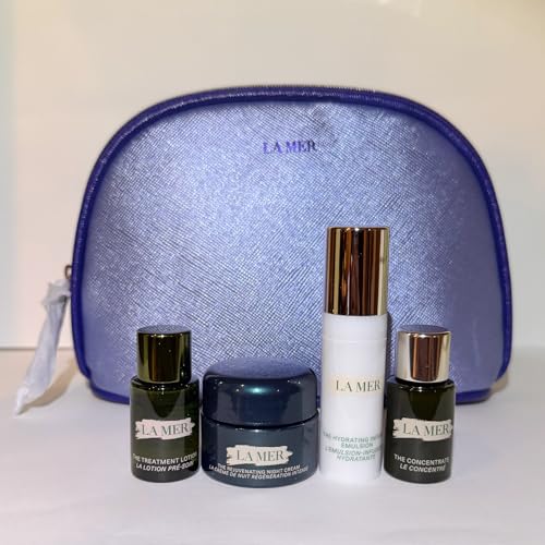 La Mer Travel Size Gift Set Moisturizing Night Cream, Concentrated Serum, Hydrating Infused Emulsion