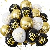 Adeyoo Retirement Balloons - 12 Inch Black Gold and White Balloons Funny Happy Retirement Decorations Print Latex Balloon for Men Women Coworkers Goodbye Farewell Party Supplies, Indoor Outdoor