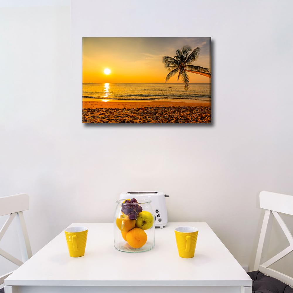 TISHIRON Canvas Wall Art for Bedroom Sea Sunset Wall Paintings for Living Room Coastal Beach Office Modern Wall Art Ocean Pictures Print On Canvas Giclee Framed Ready to Hang - Image 2