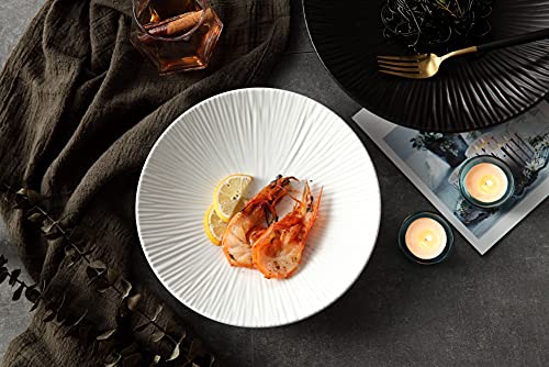 Jusalpha Japanese Style Porcelain Dinner Plates, Versatile Circular Serving Plates For Breakfast, Salad, Steak Dinner, Pl018 (Set Of 4) (10.3 Inches, White) #TOP3