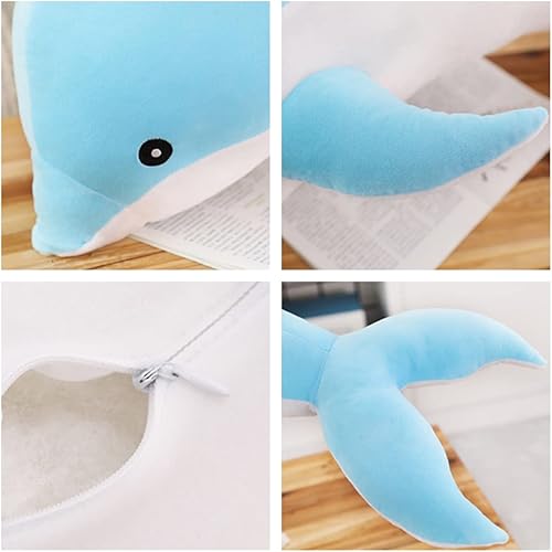 Miniatura 5 de XIYUAN Peluche de delfín, almohada de delfín, cojín suave y duradero, decoración de habitación, regalo para niños y niñas (27.5 pulgadas) (azul)