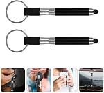 Artibetter 6Pcs Keychain Capacitive Stylus Pen - Universal Touch Screen Stylus for Tablets and Phones, Cute Black Alloy Keyring Pendant, 3.93 Inch