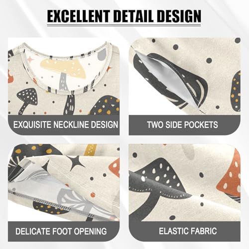 ALAZA Mushroom Star Polka Dot Pajamas Short Sleeve 2 Piece Sleepwear Top and Bottom Pajama Set Unisex4