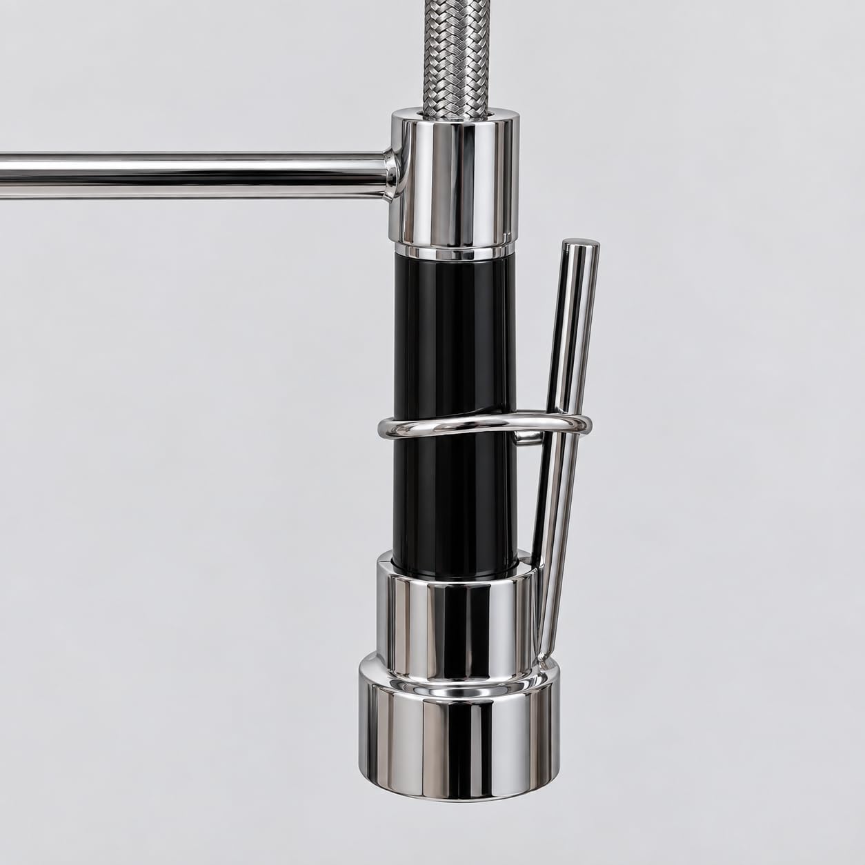 BAGNOCLIC - Rubinetto Miscelatore Cucina Professionale Industriale | Leva Clinica | Braccio Doccia con Doppio Getto | Design Elegante e Resistente | Finitura Cromata Lucida, Ottone