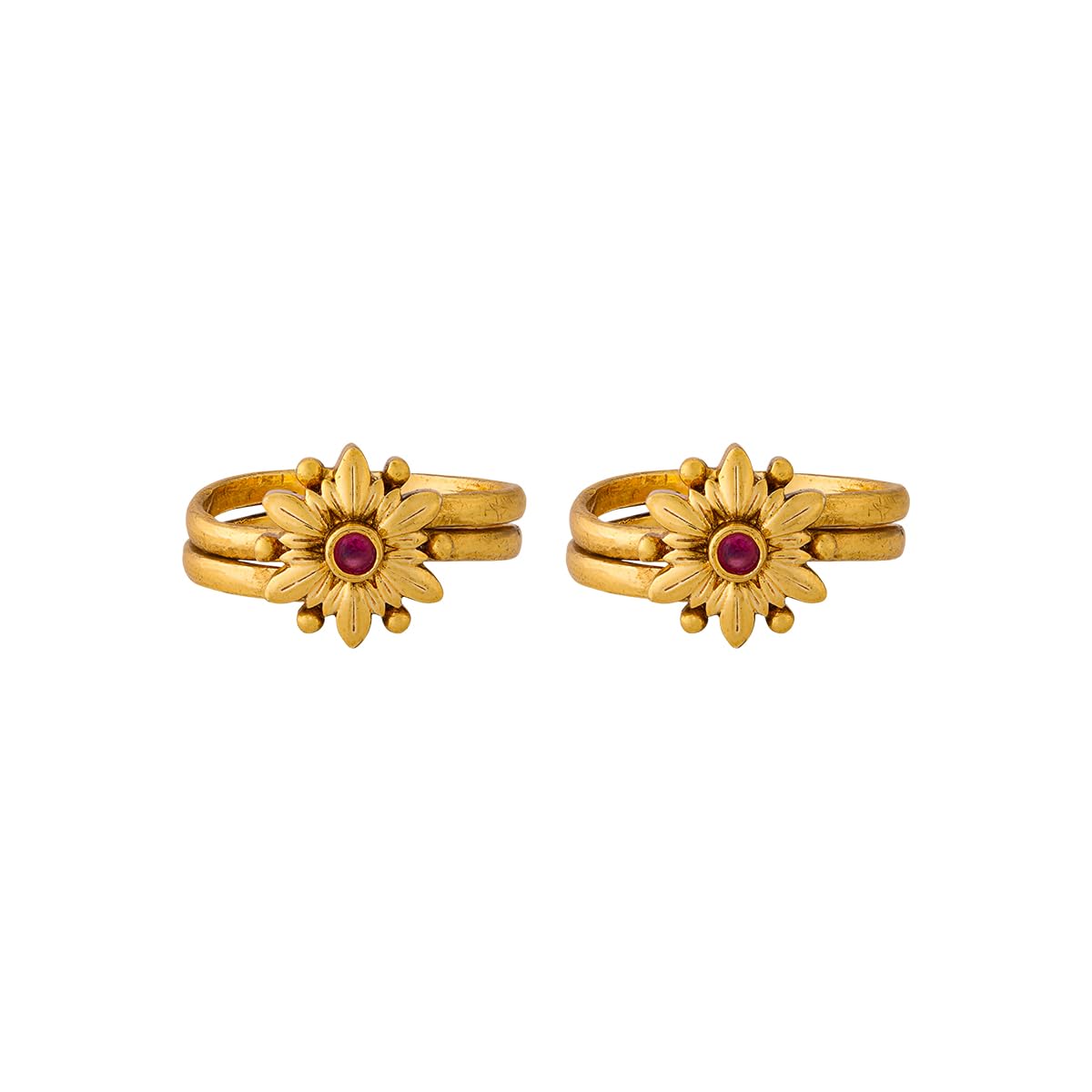 kushal's Fashion Jewellery Ruby Gold Plated Antique Adjustable Toe Rings for Women | Festive, Bridal & Occasion Wear - 463470-picture-56