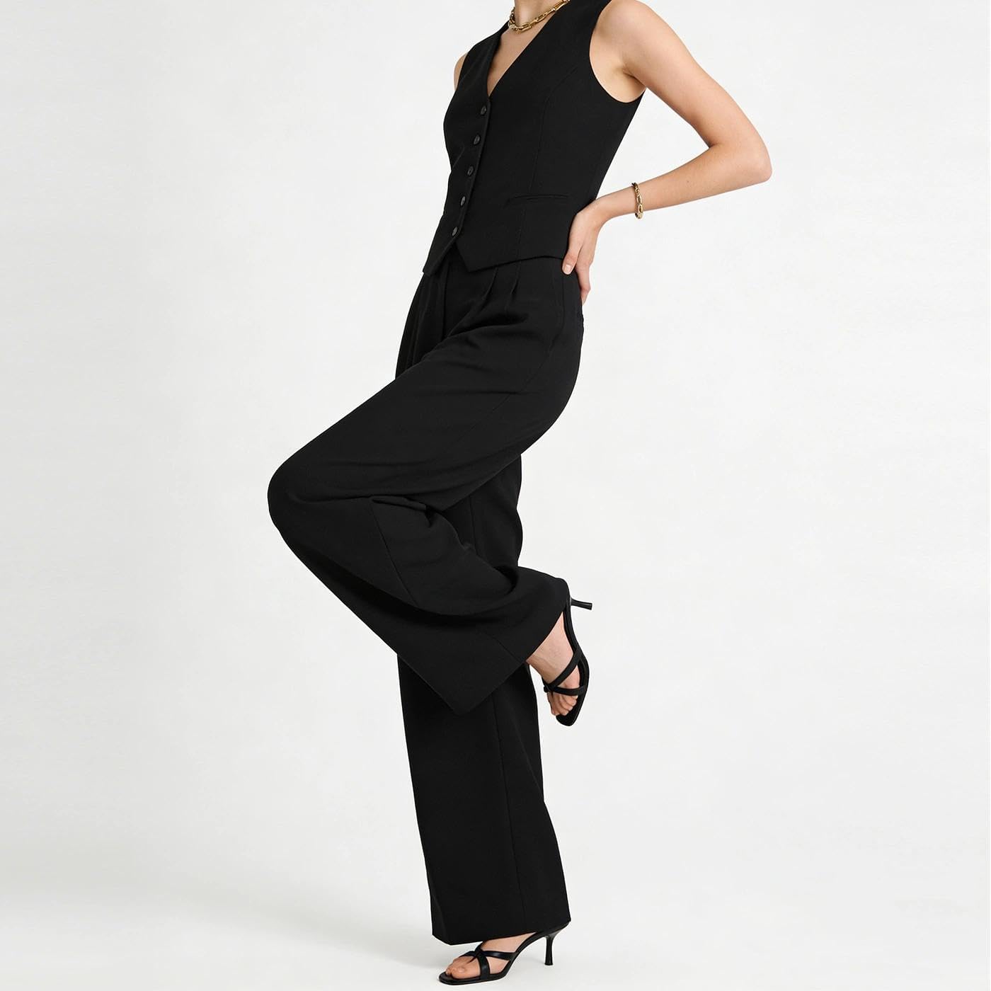 Dsevht Gold Kitten Heel Sandals for Women Flip Flop Strappy Mule heels Rounded Open Toe Heeled Thong Sandals Women - Image 4