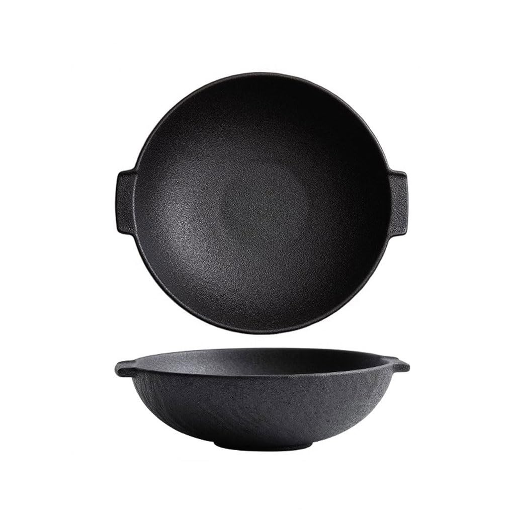 WOTZOV Soup Bowl Large Double-Eared Soup Bowl Soup Household Ceramic Salad Bowl Kitchen Rice Bowl Instant Noodle Bowl Ceramic Soup Bowl，B