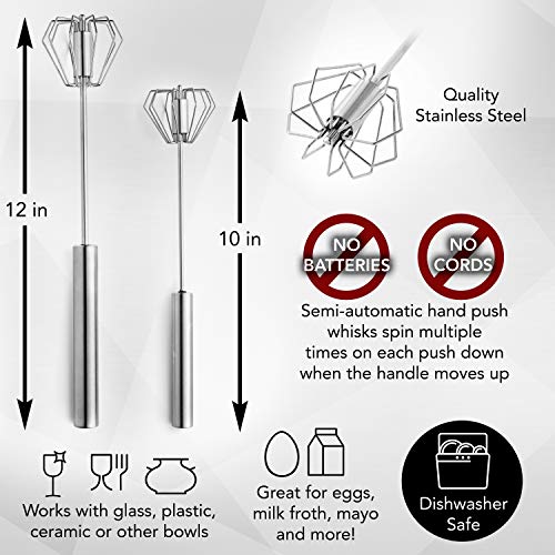 Kitchen Geeks Egg Whisk Beater - Stainless Steel Wire Whisk Hand Push Semi Automatic Blender Mixer #TOP2