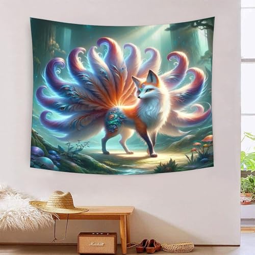 Tapisserie renard 3D 180x230 cm grand tissu mural pour decoration salon