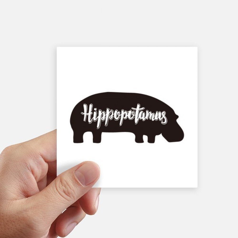 Sticker hippopotame 10cm noir et blanc imperméable pour personnaliser un PC ou un mur