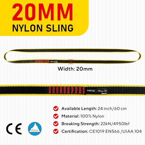 Kingtle 20Mm Nylon Climbing Sling Runner 22Kn Ce1019/En566 Uiaa Certified,Rock Climbing Webbing Straps For Rock Climbing,Mountaineering thumb #1