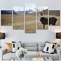SIGNWIN 5 Panel Canvas Wall Art Animals Deer Modern Artwork for Home Decorations Ready to Hang - 60